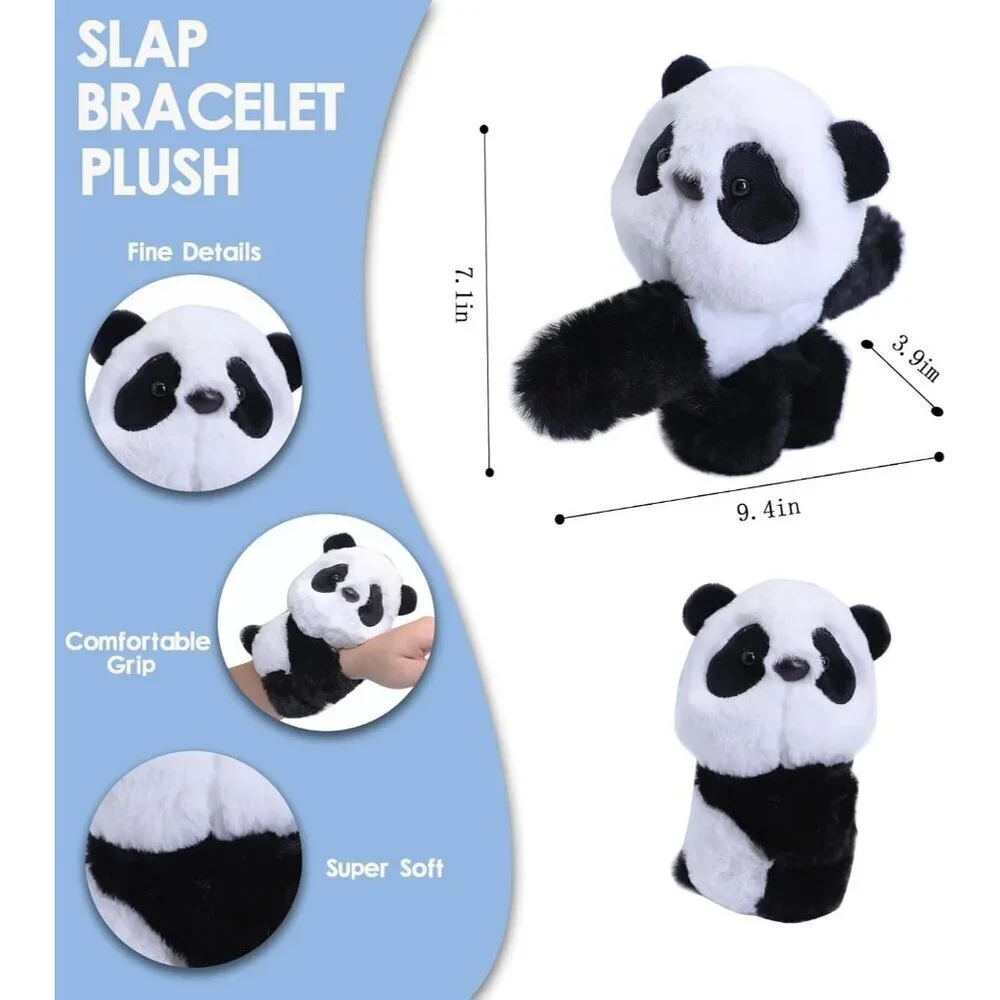 Panda Slap Bracelets Stuffed Animal for Kids, Plush Animal Snap Bracelets Cutie